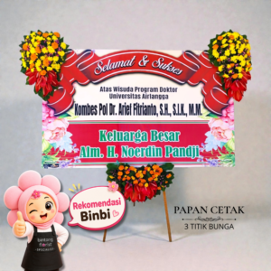 Karangan Bunga Papan Cetak 3 Titik Bunga