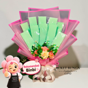 Rangkaian Buket Bunga Uang Model Cupid