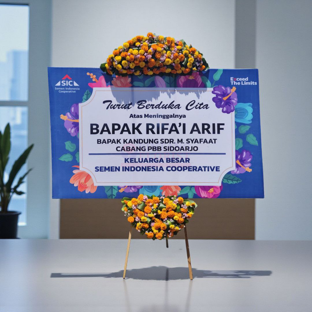 Karangan Bunga Papan Cetak 2 Titik Bunga - Gambar 3