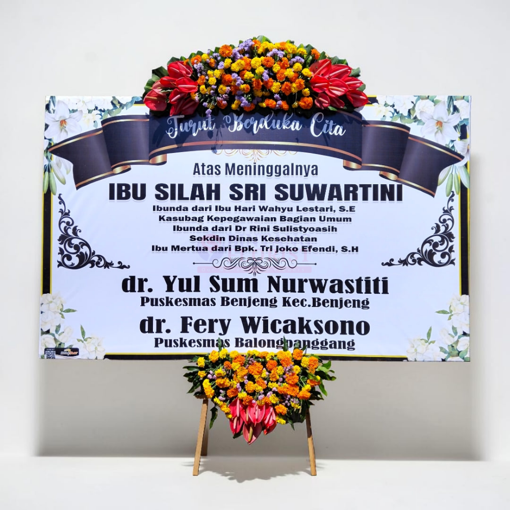 Karangan Bunga Papan Cetak 2 Titik Bunga - Gambar 4