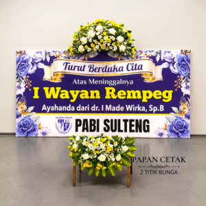 Karangan Bunga Papan Cetak 2 Titik Bunga
