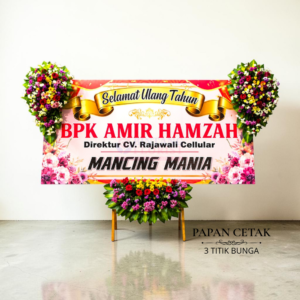 Karangan Bunga Papan Cetak 3 Titik Bunga
