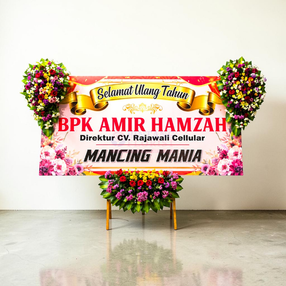 Karangan Bunga Papan Cetak 3 Titik Bunga - Gambar 2